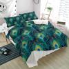 3 Pieces Twin Bedding Duvet Covers Set Wild Animals Peacock Feather Soft Quilt Cover and Pillow Shams, Lightweight Comforter Cover Sets with Zipper Closure for Bedroom Decor Turquoise view 4