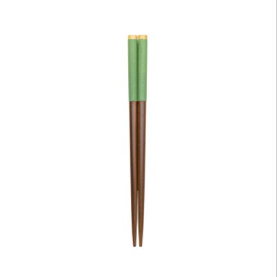 Asahi Kouyo W-1079 Chopsticks, Dishwasher Safe, 9.1 inches (23 cm), Wild Point, Green, Natural Wood, Made in Japan, 1 Pair