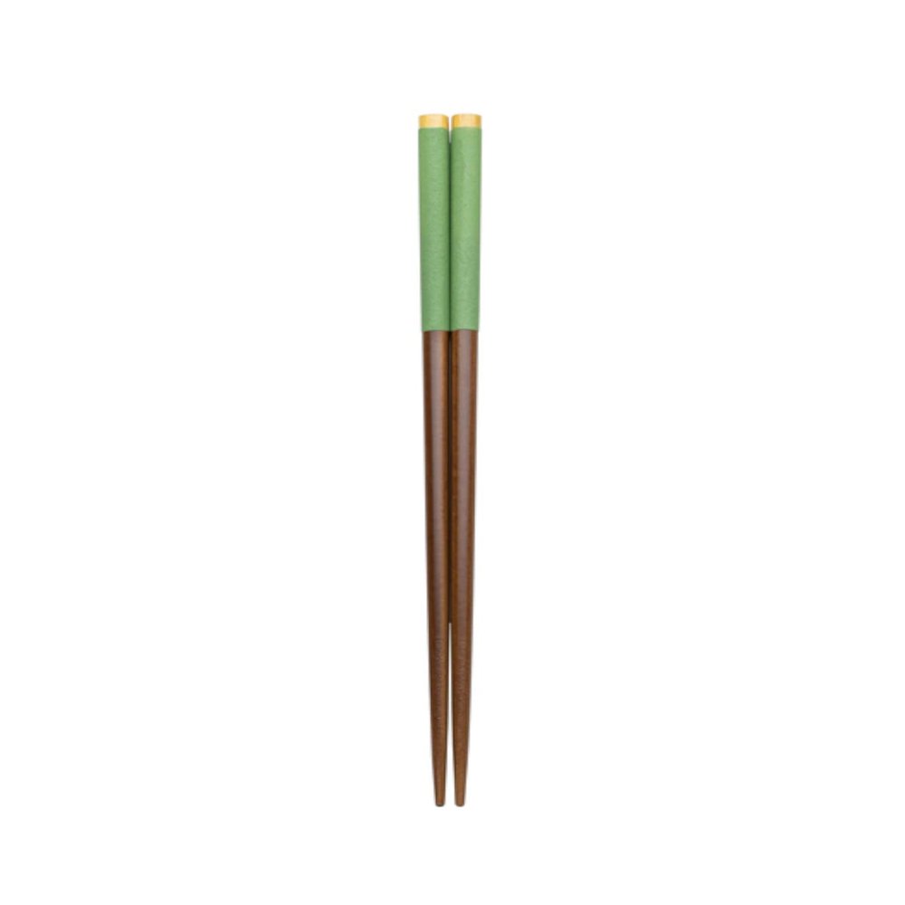 Asahi Kouyo W-1079 Chopsticks, Dishwasher Safe, 9.1 inches (23 cm), Wild Point, Green, Natural Wood, Made in Japan, 1 Pair
