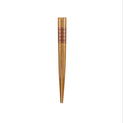 Asahi Kouyo W-1075 Chopsticks, Dishwasher Safe, 8.3 inches (21 cm), Tip Angle Gold Slats, Red, Natural Wood, Made in Japan, 1 Pair