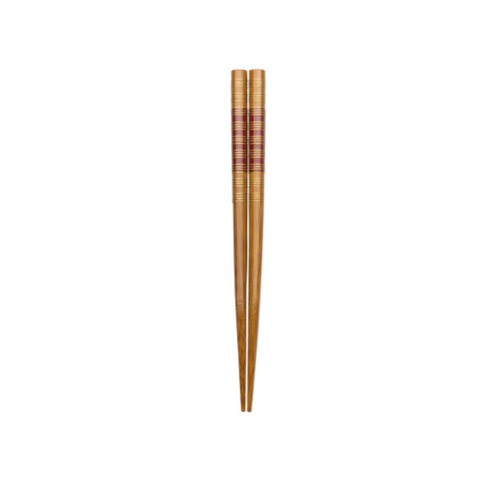 Asahi Kouyo W-1075 Chopsticks, Dishwasher Safe, 8.3 inches (21 cm), Tip Angle Gold Slats, Red, Natural Wood, Made in Japan, 1 Pair