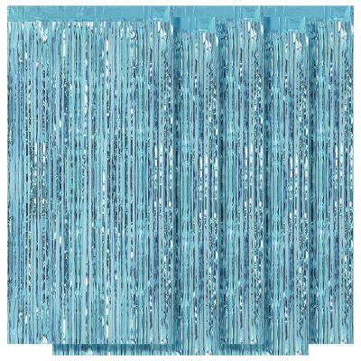 5 Pack Blue Fringe Backdrop 3.2ft x 8.2ft Foil Curtain Tinsel Foil Fringe Curtains Photo Booth Props for Mermaid Birthday Under The Sea Party Decorations Teal Blue Tinsel Backdrop Streamers (Blue)