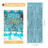 5 Pack Blue Fringe Backdrop 3.2ft x 8.2ft Foil Curtain Tinsel Foil Fringe Curtains Photo Booth Props for Mermaid Birthday Under The Sea Party Decorations Teal Blue Tinsel Backdrop Streamers (Blue) view 3