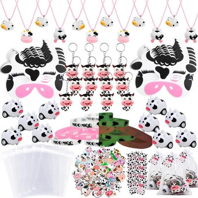 fozi cozi 134PCS Cow Birthday Party Favors Decorations,Farm Animal Birthday Party Supplies