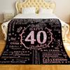 40th Birthday Blanket Gifts for Women - Happy 40th Birthday Gift Ideas for Her - 40 Year Old Gifts for Mom Grandma Wife Sister Friends - Personalized Flannel Fleece Soft Throw Blanket view 2