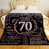 70th Birthday Gifts for Women - 70 Year Old Gifts for Grandma, Mom, Wife - Soft Fleece Flannel Throw Blanket for Bed, Sofa view 2