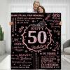 50th Birthday Blanket - Personalized Flannel Fleece Soft Throw for Women - Happy 50th Gift Ideas for Mom, Grandma, Wife view 1