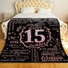 15th Birthday Blanket Gifts for Girls - Happy 15th Birthday Gift Ideas for Her - 15 Year Old Gifts for Daughter Sister Bestie - Personalized Flannel Fleece Soft Throw Blanket view 2