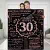 30th Birthday Blanket - Personalized Flannel Fleece Soft Throw for Women - Happy 30th Gift Ideas for Her view 1
