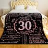 30th Birthday Blanket - Personalized Flannel Fleece Soft Throw for Women - Happy 30th Gift Ideas for Her view 2