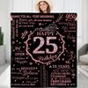 25th Birthday Blanket Gifts for Women - Happy 25th Birthday Gift Ideas for Her - 25 Year Old Gifts for Daughter Sister Bestie - Personalized Flannel Fleece Soft Throw Blanket view 1