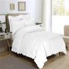 British-Linen Bedding 5PC Two Tone Pinch Pleated Corner Ruffle Frilled Duvet Cover Set with Zipper, 100% Egyptian Cotton, 400 Thread Count - White/White Solid, Full Size. view 1