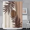 Umpoo Abstract Mid Century Boho Bathroom Shower Curtain - Eucalyptus Leaves Brown and Beige Sun Shower Curtain with Hooks - Waterproof Polyester Fabric - 72x78 Inch view 2