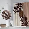 Umpoo Abstract Mid Century Boho Bathroom Shower Curtain - Eucalyptus Leaves Brown and Beige Sun Shower Curtain with Hooks - Waterproof Polyester Fabric - 72x78 Inch view 3