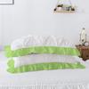 Decorative 3PC Two Tone Pinch Pleated Corner Ruffle Frilled Duvet Cover Set with Zipper, 100% Egyptian Cotton, 400 Thread Count - White/Sage Solid, Super King Size. view 4