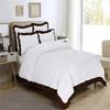 Decorative 3PC Two Tone Pinch Pleated Corner Ruffle Duvet Cover Set with Zipper, 100% Egyptian Cotton, 400 Thread Count - White/Chocolate Solid, Twin Size. view 1