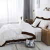 Decorative 3PC Two Tone Pinch Pleated Corner Ruffle Duvet Cover Set with Zipper, 100% Egyptian Cotton, 400 Thread Count - White/Chocolate Solid, Twin Size. view 2