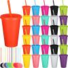 Remerry 80 Pcs Plastic Cups with Lids and Straws Reusable Tumblers Holiday Drink Coffee Cups with Lids for Birthday Christmas Party Favors Gifts, 16 oz(Multicolor) view 1