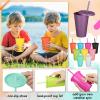 Remerry 80 Pcs Plastic Cups with Lids and Straws Reusable Tumblers Holiday Drink Coffee Cups with Lids for Birthday Christmas Party Favors Gifts, 16 oz(Multicolor) view 3