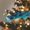 12" Peacock Christmas Decoration Glittering Blue Peacock with Clip for Party and Christmas Decorations (4 Pack) view 3