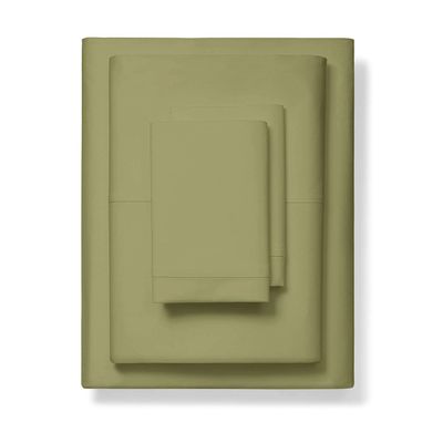 1000-Thread-Count 100% Pure Cotton Bed Sheets -4 Pc Queen Size Sage Green Sheet Set, Single Ply Long Staple Combed Cotton Yarns, Best Luxury Sateen Weave, Fits Mattress Upto 17'' Deep Pocket