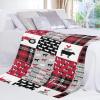 Personalized Farm Life Tractor Car Plaid Red Blanket with Name Text Custom Super Soft Fleece Throw Blankets for Couch Sofa Bed 50 X 60 inches view 3