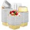 200 Pcs 5 oz Aluminum Foil Baking Cups with Lids 150 ml Foil Cupcake Containers Disposable Ramekins Mini Creme Brulee Pudding Square Muffin Liners Flan Cups for Wedding Christmas Birthday Party view 1