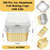 200 Pcs 5 oz Aluminum Foil Baking Cups with Lids 150 ml Foil Cupcake Containers Disposable Ramekins Mini Creme Brulee Pudding Square Muffin Liners Flan Cups for Wedding Christmas Birthday Party view 3