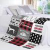 Personalized Firefighter Dog Fire Engine Plaid Blanket with Name Text Custom Super Soft Fleece Throw Blankets for Couch Sofa Bed 50 X 60 inches view 3
