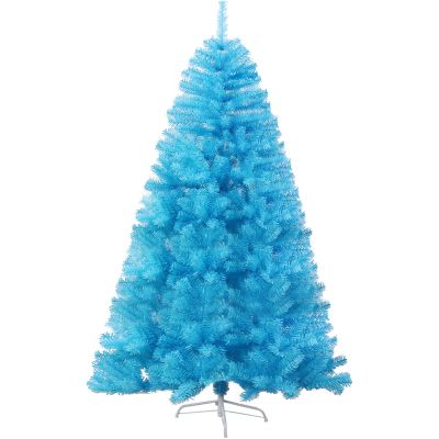 7ft Blue Premium Spruce Artificial Holiday Christmas Tree for Home, Office, Party Decoration w/ 800 Branch Tips, Easy Assembly, Metal Hinges & Foldable Metal Base,Blue 7ft,Flat Head