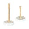 9inch and 13inch Set of 2 Stable Vertical Tissue Rack Kitchen roll Paper Storage RackKitchen Plastic wrap RackCeramics Base and Rubber Wood Solid Wood Support view 1