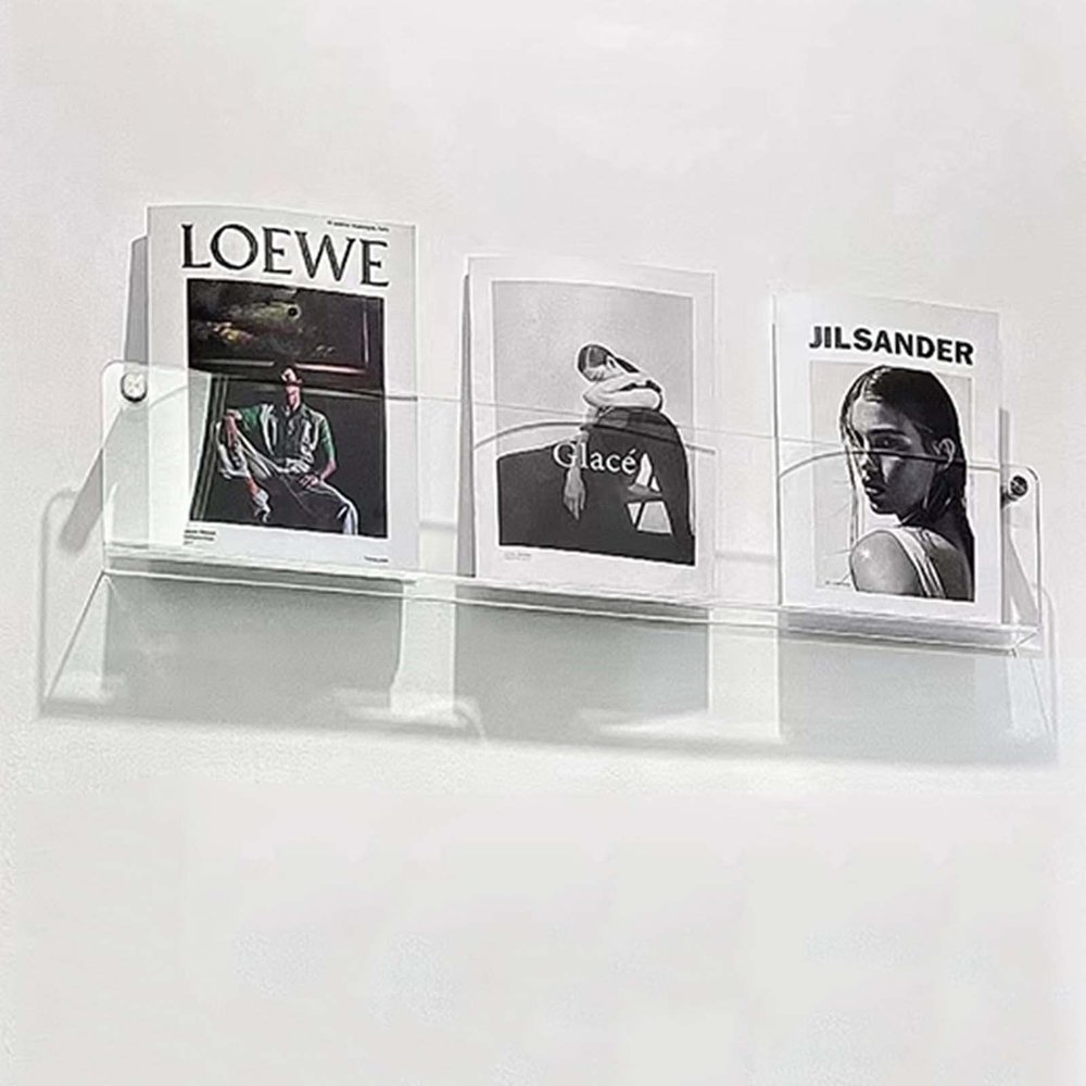 ZIMGOD Acrylic Magazine Holder Wall Mounted, Hanging Brochure Holder for Display, Clear Magazine Storage Rack Stand, 40/60/70/80/100 cm Long Optional (Size : 40cm/15.8")