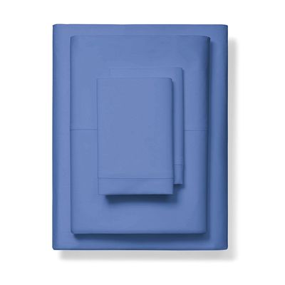 1000-Thread-Count 100% Pure Cotton Bed Sheets -4 Pc Full Size Deep Blue Sheet Set, Single Ply Long Staple Combed Cotton Yarns, Best Luxury Sateen Weave, Fits Mattress Upto 17'' Deep Pocket