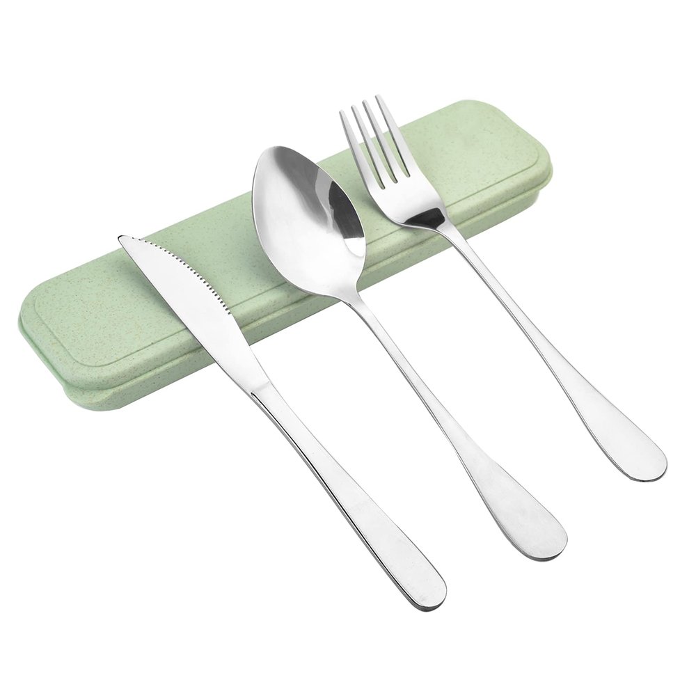 Zoyiancy Stainless Steel Travel Silverware Set, Green Portable Carry Case