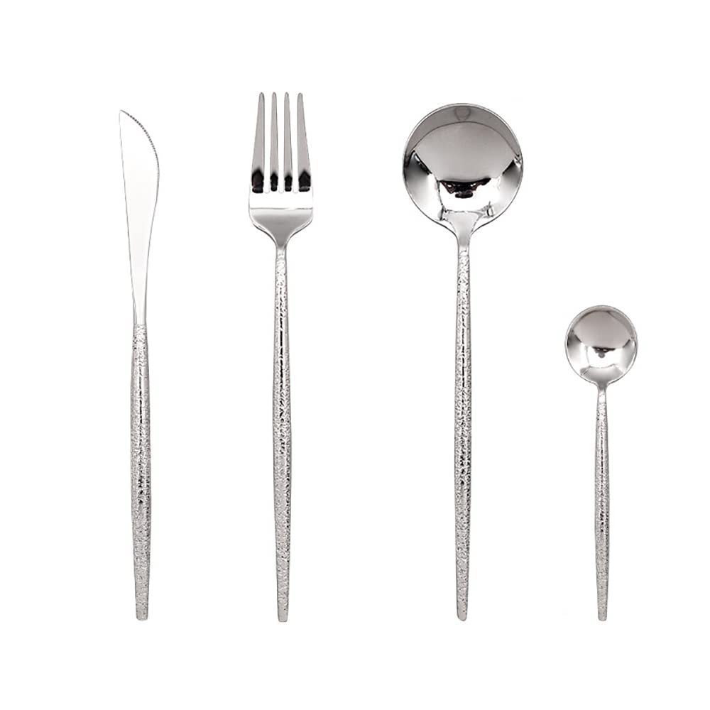 Hammered Silverware Set for 16, Modern 64 Piece Flatware Stainless Steel Cutlery Set, Tableware Set Knife Fork Spoon for Home Kitchen Restaurant Wedding Christmas Gift