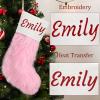 AtiMing Personalized Plush Christmas Stockings Family of 6 Large 20" Faux Fur Custom Embroidery Christmas Stockings with Names White Linen Cuff Customized Stockings for Xmas Fireplace Decorations view 3