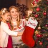 AtiMing Personalized Plush Christmas Stockings Family of 6 Large 20" Faux Fur Custom Embroidery Christmas Stockings with Names White Linen Cuff Customized Stockings for Xmas Fireplace Decorations view 4