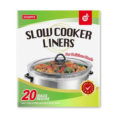 20 Count Disposable Slow Cooker Liners and Cooking Bags | Extra Large Size Fits 6-10QT Pot, 14"x 22" | Suitable for Oval & Round Pot, BPA Free (1 Pack)