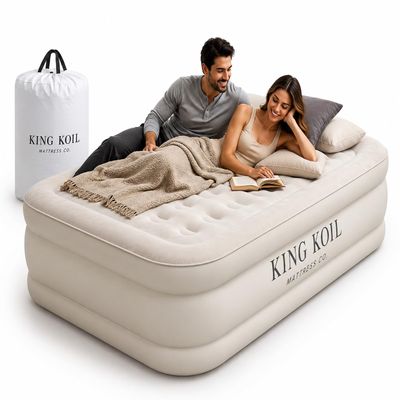 King Koil 16" Twin Air Mattress with Built-in High-Speed Pump - CNN Underscored Top Pick, Sleeps Like a Real Bed, Inflates in 2 Minutes, 300 lb Capacity for Guests, Camping, Home, 1-Year Warranty