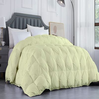 Luxurious Comforter 1200-TC All Season Down Alternative Alaskan King 120"x132" Inches Pinch Pleated/Pintuck Comforter Egyptian Cotton 600 GSM Micro Fill Power & All Side Corner Tabs
