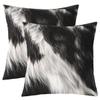 Cowhide Throw Pillow Covers Square 24"x24" Cow Fur Printed Cushion Case Home Decor Set of 2 Farmhouse Western Farm Animal Skin Brown White Pillow Cases Pillowcases for Couch Sofa Living Room Bed Chair view 1