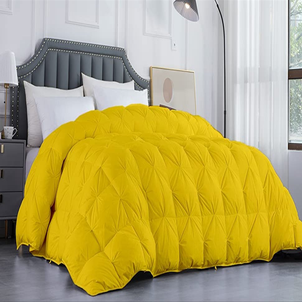 Luxurious Comforter 1200-TC All Season Down Alternative Alaskan King 120"x132" Inches Pinch Pleated/Pintuck Comforter Egyptian Cotton 600 GSM Micro Fill Power & All Side Corner Tabs
