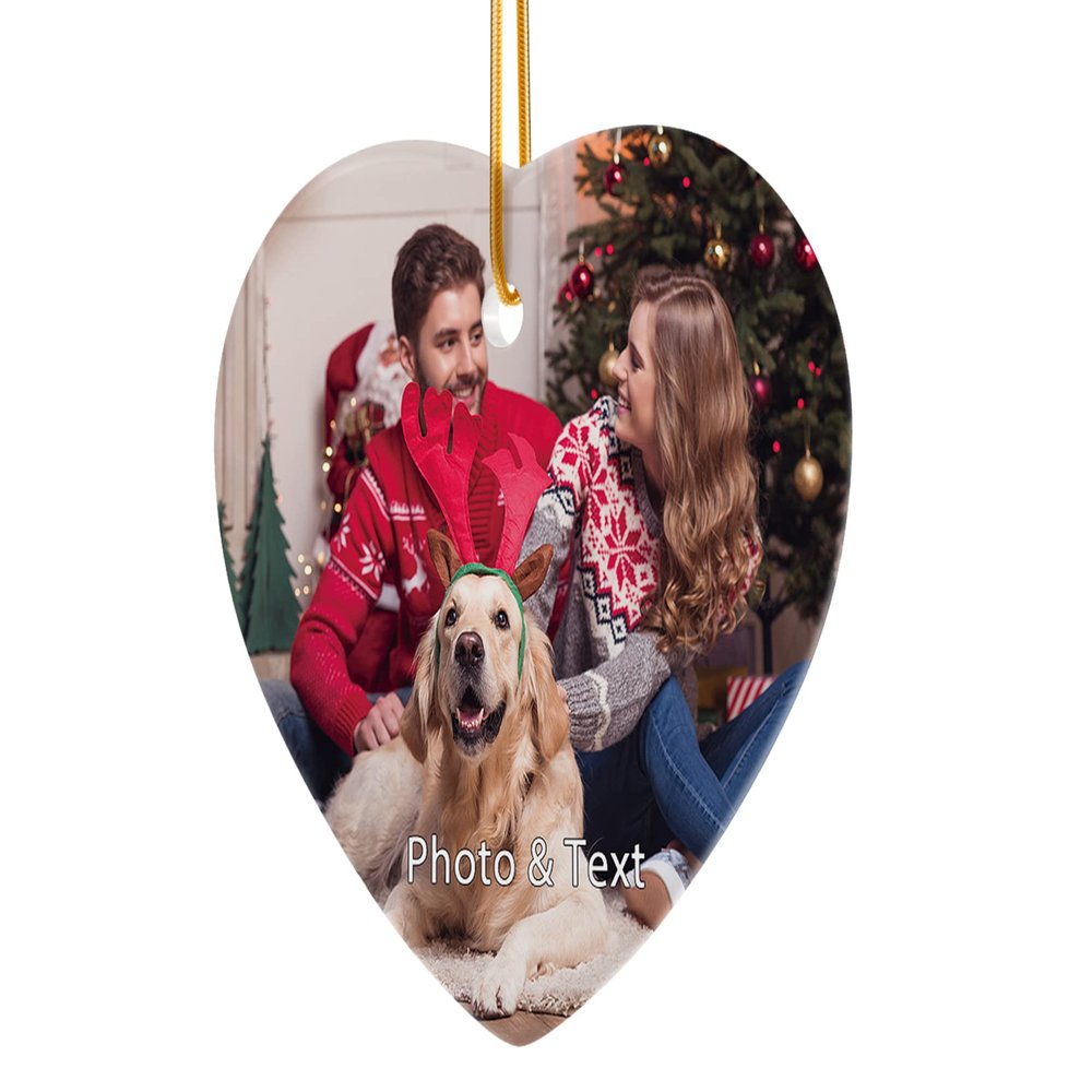 Bemaystar Personalized Photo Christmas Ornaments 2025 - Custom Christmas Ornaments with Picture & Text, Customized Ceramic Christmas Tree Decor, Xmas Gifts for Kids, Adults, Family, Loves, Friends