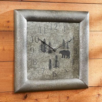 BLACK FOREST DECOR Black Bear Galvanized Wall Clock