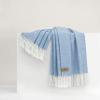 Lands Downunder All-Season, Luxury Blue Denim Herringbone Throw  Soft Woven Throw with Decorative Fringe  Made in Italy  51W x 67L - Over 80 Colors - Perfect for Gifting view 1