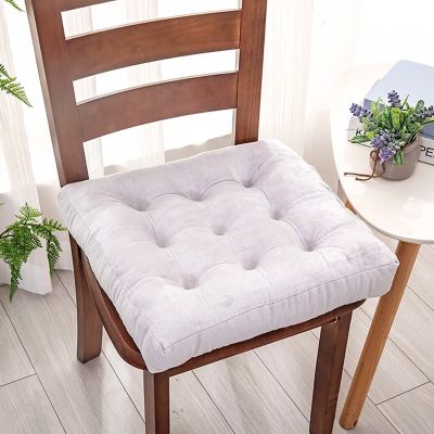 16x16 Square Dining Chair Cushions Set Of 6, Kitchen Seat Cushions Square, 3.2in Extra Thick Chair Pads Anti-Deformation, Durable Seat Pads with Velvet Fabric, Wearable and Dirty-Resistant White