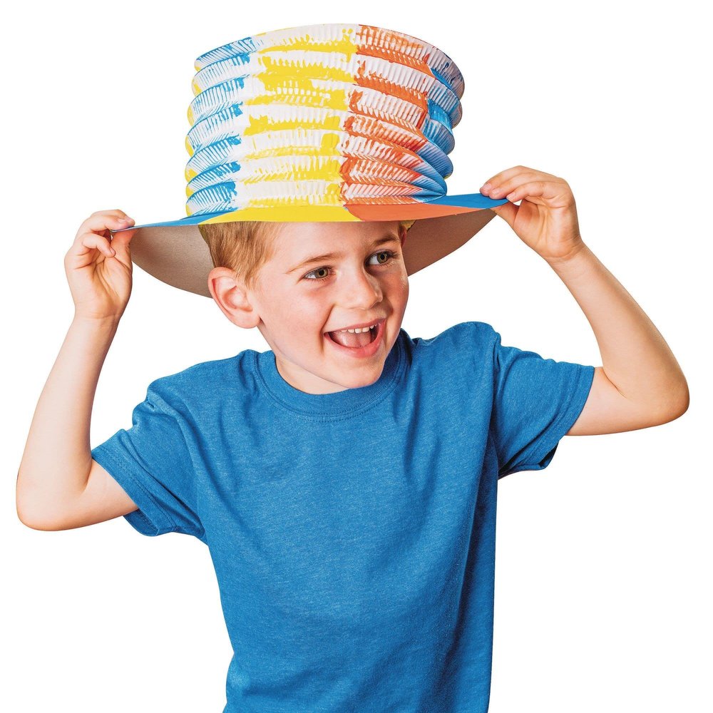 Color Me Pop Up Paper Hat 12-1/2 in X 8 in Pk24, White