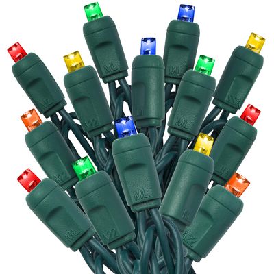 HLO Lighting 5mm Multi-Colored (Red, Green, Blue, Yellow, Orange) LED Christmas Lights | Wide Angle LED Mini Christmas Lights for Indoor and Outdoor Use | 70 Bulbs, Case of 24 Strands