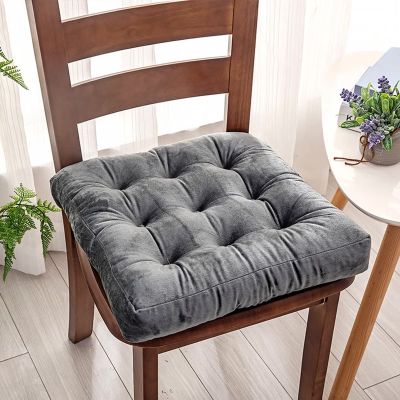 16x16 Square Dining Chair Cushions Set Of 6, Kitchen Seat Cushions Square, 3.2in Extra Thick Chair Pads Anti-Deformation, Durable Seat Pads with Velvet Fabric, Wearable and Dirty-Resistant Grey