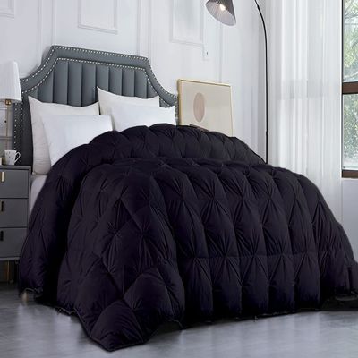 Luxurious Comforter 1200-TC All Season Down Alternative Oversized King Plus (128x120) Pinch Pleated/Pintuck Comforter Egyptian Cotton 600 GSM Micro Fill Power & All Side Corner Tabs